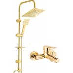 Kare Gold Robot Duş Seti Altın Renk Kaliteli Kaplama Banyo Bataryası 2'li Set