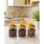 Kare Home Bambu Kapaklı Vakumlu 3lü Cam Kavanoz Seti (500 Ml) Limon Detaylı