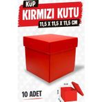 Kare Kapaklı Karton Kutu Hediye Kutusu 10 adet Hediyelik Kutusu 11,5x11,5x11,5 cm 10 adet Kırmızı-T1474