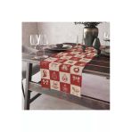 Kare Kırmızı Beyaz Christmas Yılbaşı Masa Runner'ı 40X150