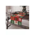 Kare Motifli Christmas Yılbaşı Masa Runner'ı 40X150