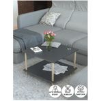 Kare Orta Sehpa Ahşap Ayaklı Sehpa Iki Raflı Sehpa Dekoratif Sehpa Gazetelikli-antrasit - 60x60