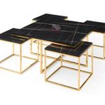 Kare Pizza Orta Sehpa Gold Mdf Highloss Sonata Desen
