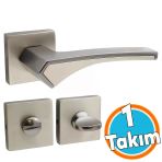 Kare Rozetli Banyo-Wc Kapı Kolu Sağa Ve Sola Uygun Antrasit Saten 1 Takım