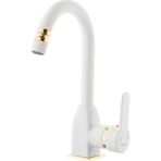 Kare Stil Serisi Mix Mat Beyaz Gold Lavabo Bataryası