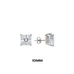 Kare Tırnaklı Zirkon Tektaş Rodyumlu Vidalı Unisex Gümüş Küpe 10Mm[Oysy140]