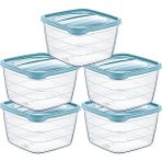 Kare Trend Saklama Kabı Seti 5 x 0,25 L - Şeffaf - 250 ml