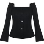 Kare Yaka Bluz 26W10846 - 38 - Siyah