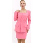 Kare Yaka Ceket-Pembe - 44