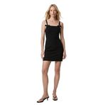 Kare Yaka Kalın Askılı Fiyonklu Saten Bodycon Mini Abiye Elbise