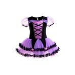 Kare Yaka Kuromi Kostümü, Cadı Kostümü - Balo Kostümü - Cadılar Bayramı Kostüm Kuromi Cosplay - 5 - 6 Yaş - Mor