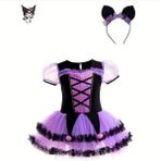 Kare Yaka Kuromi Kostümü, Cadı Kostümü - Balo Kostümü - Cadılar Bayramı Kostüm Kuromi Cosplay - 9 - 10 Yaş - Mor
