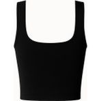 Kare Yaka Ribanalı Askılı Crop Atlet - Beyaz