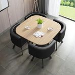 Kare Yemek Masası Takımı 4 Sandalye Takımı, Küçük Konferans Odası Görüşme Masası ve Sandalye Takımları, Resepsiyon Masası ve Sandalye Kombinasyonu, Sehpa ve Sandalye T,Black