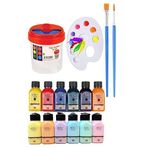 Kare Yuvarlak Ve Altıgen Tuval 30 Cm 12 Renk 75 Ml Akrilik Boya Şövale 1 Paket 30X30 Cm Arkadan Zımbalı Astarlı Resim