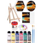 Kare Yuvarlak ve Altıgen Tuval 30 cm 6 Renk 140 ml Akrilik Boya Şövale 1 Paket 30X30 cm Arkadan Zımbalı Astarlı Resim - Standart - 12 Renk