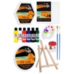 Kare Yuvarlak Ve Altıgen Tuval 30 Cm 6 Renk Akrilik Boya Şövale 1 Paket 30X30 Cm Arkadan Zımbalı Astarlı Resim Tuvali