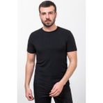 Kareli Desenli Siyah Renk Slim Fit Bisiklet Yaka Erkek T-Shirt