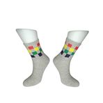 Kareli Desenli Unisex Çorap Seti, 3 Çift, Siyah-Beyaz ve Gri Renk Dikişsiz ve Parfümü (Gri, 36-43)