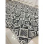 Kareli Model Halı Örtüsü Çift Yönlü Dokuma Savan Kilim - 300 x 400 cm - Siyah