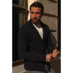 Kareli Siyah Renk Torba Cep Slim Fit Erkek Triko Ceket