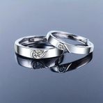 Karem Jewellery Kalp Motifli Gümüş Kaplama Çift Alyans Yüzük Kadın&Erkek