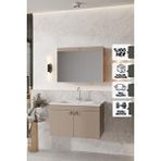 Karen Banyo Dafne 85 Cm, Mdf Lavabolu Banyo Dolabı Seti, Mdf, Lavabo Dahil Bej
