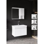 Karen Banyo Deniz Banyo Dolabı Seti, 80 Cm Beyaz, Lavabo Dahil, Lavabolu Beyaz