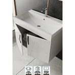Karen Banyo Ege 80 cm Lavabolu Alt Banyo Dolabı, Kapaklı Banyo Alt Dolabı,seramik Lavabo Dahil - Beyaz