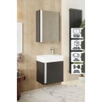 Karen Banyo Kemer 45 cm Antrasit Banyo Dolabı Seramik Lavabo ve MDF Lam Kapak ile Tasarlandı