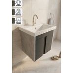 Karen Banyo Lavanta 50 cm Lavabolu Alt Banyo Dolabı, Banyo Dolabı, Seramik Lavabo Dahil , Retro Gümüş-Antrasit - Sonomo