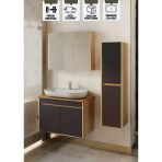 Karen Banyo Luna 80 Cm Tezgahlı, Aynalı Banyo Dolabı Seti, Seramik Lavabo Dahil Teşhir