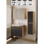 Karen Banyo Luna 80 cm Tezgahlı, Aynalı Banyo Dolabı Seti, Seramik Lavabo Dahil