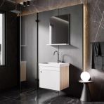 Karen Banyo Milano 50 Cm Lavabolu Banyo Dolabı,Lavabo Dahil, Ayna Dahil,Sonomo Meşe Teşhir