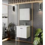 Karen Banyo Mimoza 60 Cm Mdf,Lavabolu,Aynalı Banyo Dolabı Seti,Seramik Lavabo Dahil Beyaz Mdf Teşhir