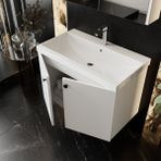 Karen Banyo Mimoza 80CM Lavabolu, Aynalı Banyo Dolabı Seti, Seramik Lavabo Dahil, Beyaz, Mdf