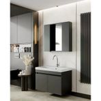 Karen Banyo Tuana Banyo Dolabı Seti 80 Cm, Mat Antrasit, Lavabo Dahil, Lavabolu Teşhir
