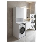 KAREN BANYO Tuna Çamaşır Makinesi Dolabı, Alt Üst Set, Kapaklı, Banyo Dolabı Beyaz