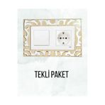 Karenza Home Dekoratif Ahşap Desenli MDF İkili Priz Çerçevesi Süsü - 20x13 CM - Yapışkanlı Montaj