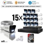 Karer 15'li Ip-5mp-Poeli-Sesli -Gece Renkli- Su Geçirmez- Full Hd-1tb-Güvenlik Kamera Seti - Beyaz
