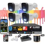 Karer 4'lü 5mp Ip Güvenlik Kamera Seti-Gece Renkli Görüntü-Su Geçirmez Dış Mekan-Sesli Kayıt -Ultra Hd - Beyaz