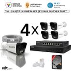 Karer 4'lü Ip-5mp-Poeli-Sesli -Gece Renkli- Su Geçirmez- Full HD-500GB-GÜVENLIK Kamera Seti - Beyaz