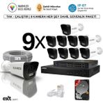Karer 9'lu Ip-5mp-Poeli-Sesli -Gece Renkli- Su Geçirmez- Full HD-500GB-GÜVENLIK Kamera Seti - Beyaz