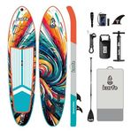 karfe 11x31"x6" (335cm) SUP Şişme Kürek Sörfü - Stand Up Paddle Board - Tüm Yardımcı Ekipmanlar Pakete Dahildir (Azure Swirl)