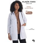 KARGA ÜNİFORMA Alpaka Beyaz Klasik Yaka Doktor Önlüğü Hemşire Eczacı Öğretmen Laboratuvar- Alpaka Kumaş