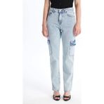 Kargo Cep Kar Yıkama Jeans Pantolon - Mavi - 28
