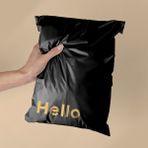 Kargopek 30*40+5 Hello Baskılı Siyah Kargo Poşeti 100 Adet - Altın - Siyah