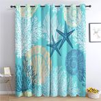 Karikatür Denizyıldızı Karartma Perdeleri 245 x 140 cm - Yıkanabilir Polyester, Gromet Üst, Oturma Odası, Yatak Odası ve Çocuk Odası için İdeal, Mavi Dekoratif Perdeler