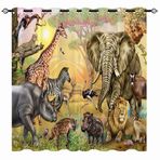 Karikatür Orman Hayvanları Perdeleri Sevimli Sincap Tilki Baykuş Geyik Baskı Desen Karartma Termal Perdeler Çocuklar için Çocuk Odası Yatak Odası Oturma Odası 2 Panel 167 cm x 183 cm