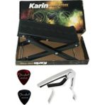 Karin Gitar Ayak Standı Sehpası Guitar Foot Stool + 3 Fender Medium Picks Pena + Ukulele Kapo Guitar Capo